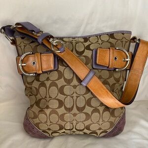 12-1 Coach signature hobo purse handbag purple